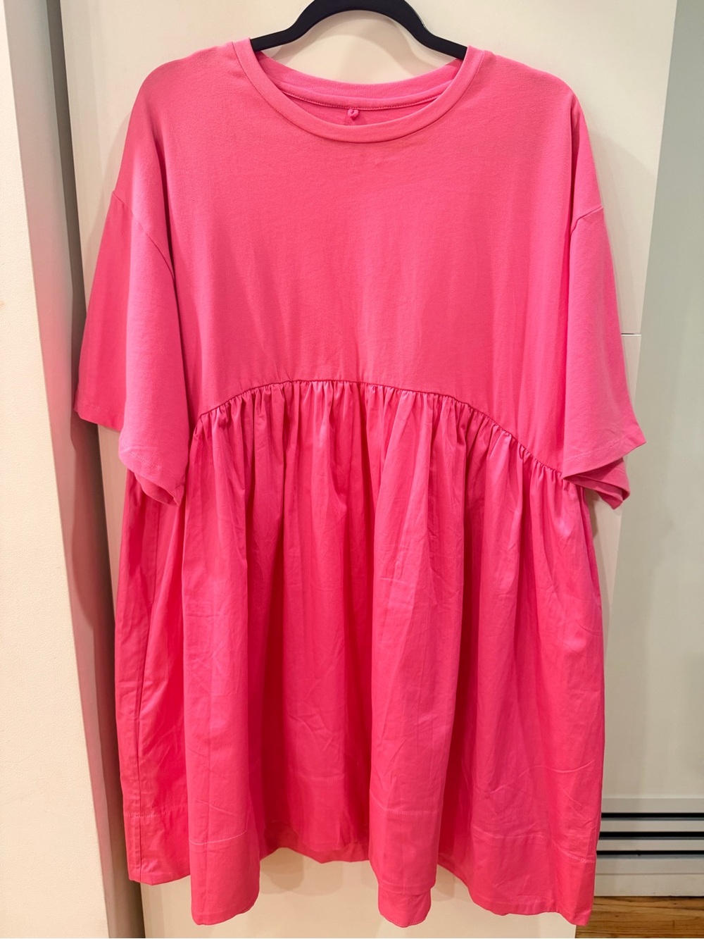 Cynthia Rowley Pink Mixed Media Babydoll Dress Size L
